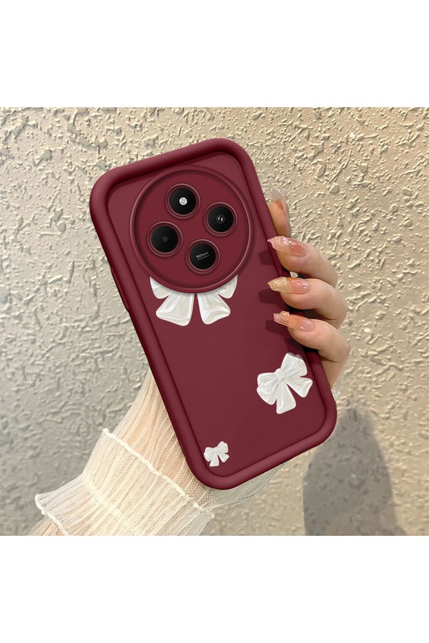 High Quality Bow Ribbon Silicone Phone Case for Redmi 14C 4g Compatible