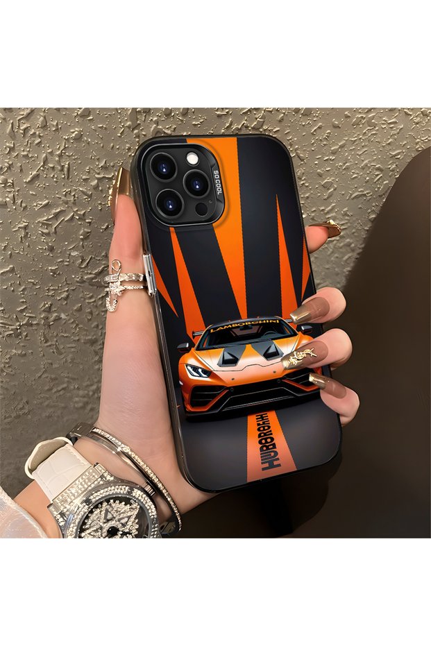 Lambo Pattern Anti Fall Slim Hard Case Compatible with iPhone 14 Pro Max