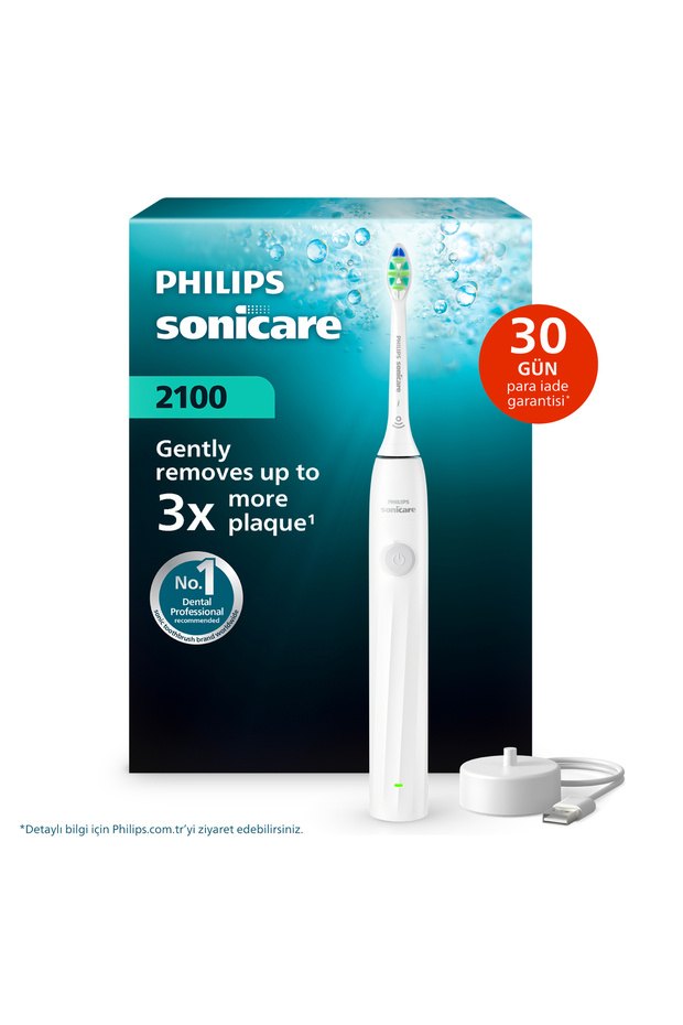 Sonicare 2100 Şarjlı Diş Fırçası, 3 Kat Plak Temizliği, 14 Gün Şarj , 2 Hız Ayarı, HX4021/01