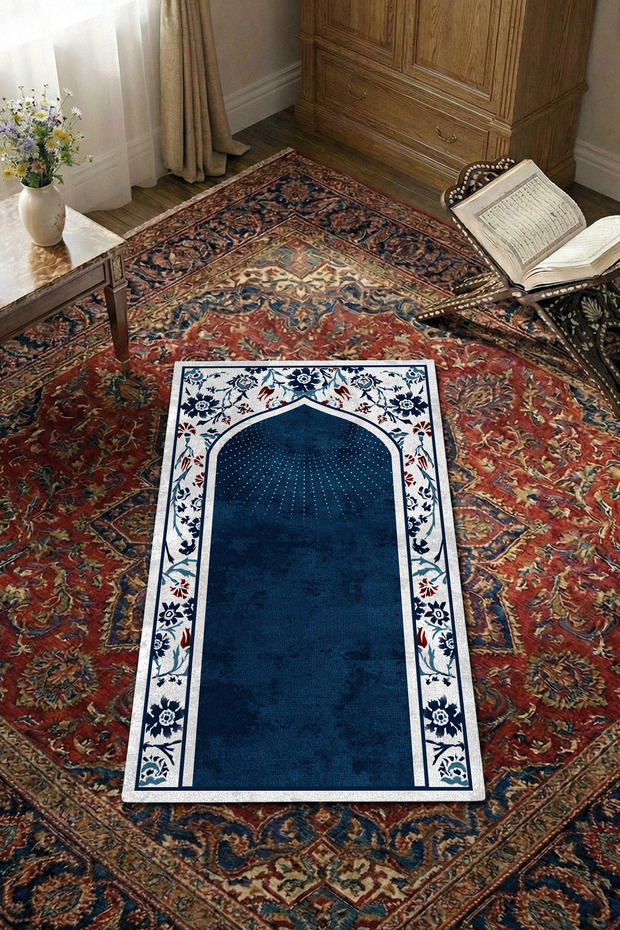 Non-Slip Sole Faux Fur Soft Prayer Rug 75x120 cm Stain Resistant Cushioned Prayer Mat
