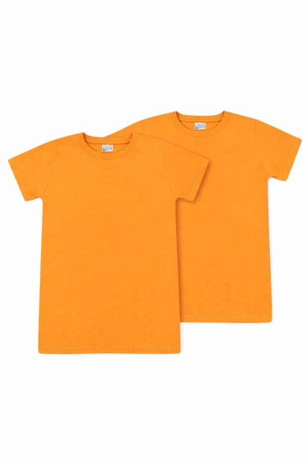 Unisex Children's Crew Neck Short Sleeve Standard Fit 2-Pack Mustard Color Kids T-Shirt