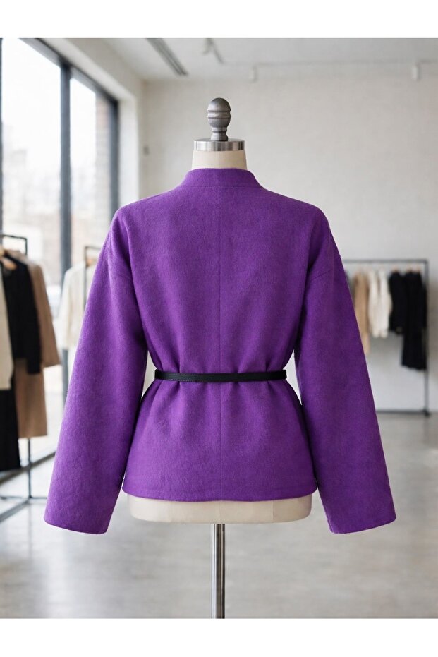 Kemerli mor hırka - 1