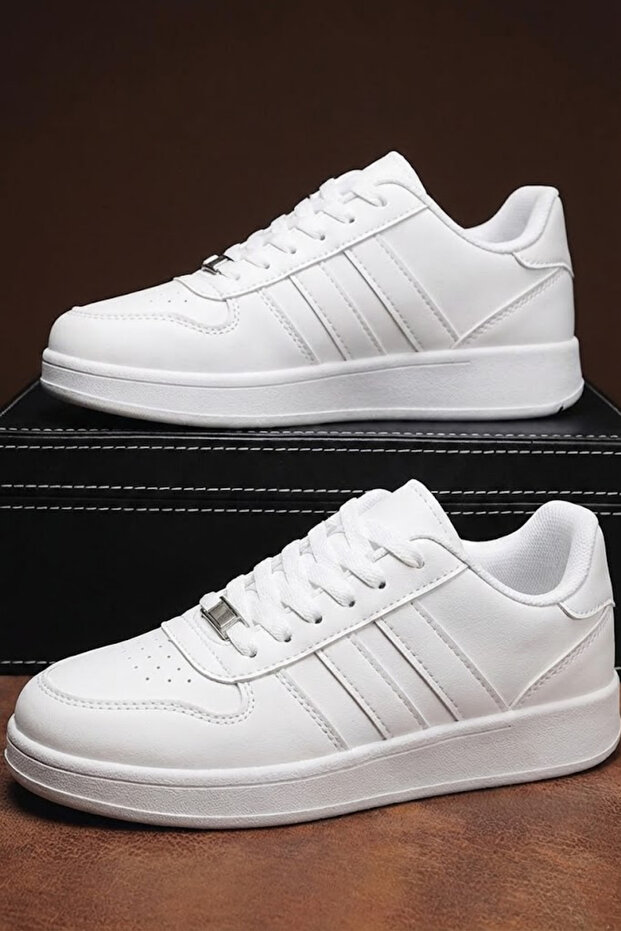 Women's Trend Striped White Sneakers Casual Shoes