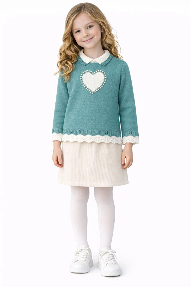 Pearl Embroidered Girls' Sweater 4098
