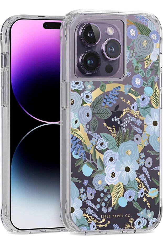 Rifle Paper Clear MagSafe Etui iPhone 14 Pro (Garden Party Blue)