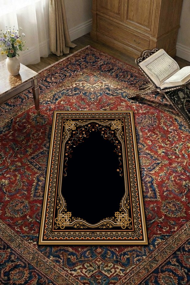 Non-Slip Sole Faux Fur Soft Prayer Rug 75x120 cm Stain Resistant Cushioned Prayer Mat