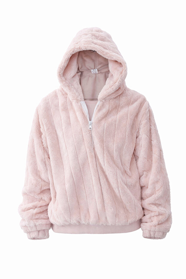 Kapüşonlu Peluş Sweatshirt - 2