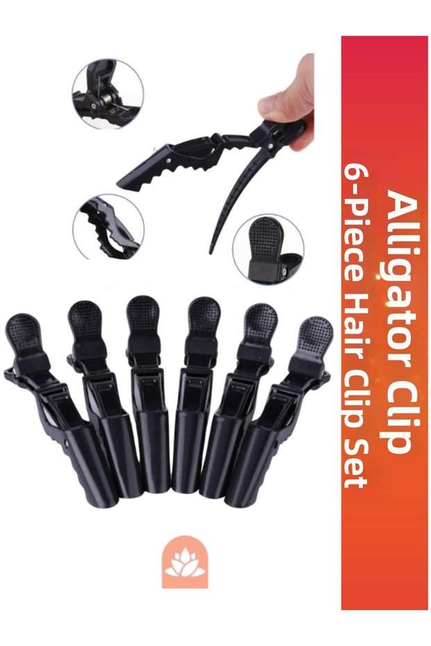 Professional 6-Piece Hair Salon Hair Clips, Strong Spring, Non-Slip Grip, Alligator Clips