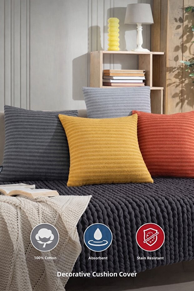 4-Piece Shal Plaid Decorative Throw Pillow Cover Pillowcases - 44X44Cm