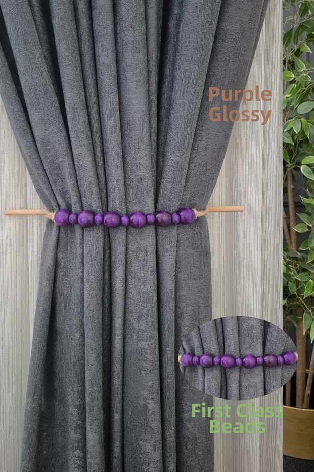 Purple Wooden Bohemian Bracket Curtain Holder Tie, Background Curtain Holder Ornament (1 Piece)