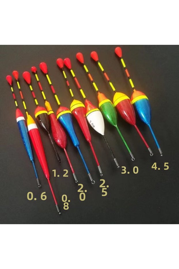 10PCs Multicolor 10PCS Fishing Floats Set Buoy Bobber Fishing Light Stick Floats Fluctuate Mix Size