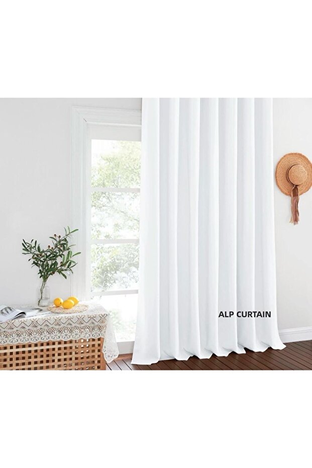 Satin White Color Sunny Curtain (Straight Plate-Free) Alpine Curtain