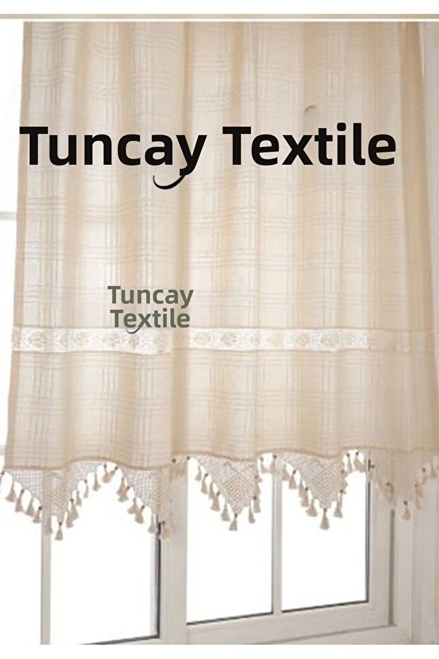 Buldan Handmade Lace Thick Linen Woven Curtain