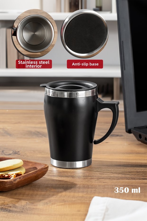 05667 Stainless Steel Mug Leak-Proof Steel Thermos Vehicle Hand Thermos Insulated Cup 350ml -Black