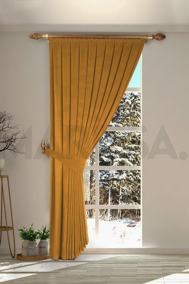 Nubuck Series Dark Yellow Close Pleat (1x3) Single Wing Background Curtain