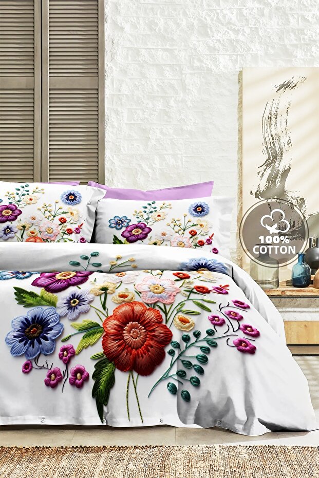 100% Cotton Percale King Size Duvet Cover Set 5D Digital Orchid-220X240