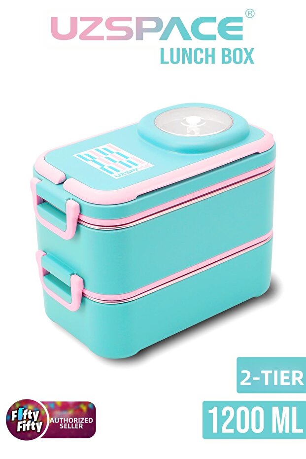 1200 ml Two Layers Four Compartments Stainless Steel Lunch Box New Generation Lunch Box - with Sauce Bowl Model -