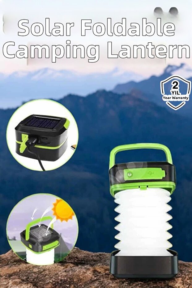 مصباح LED يعمل بالطاقة الشمسية، مصباح قابل للطي، مزود بمنفذ USB