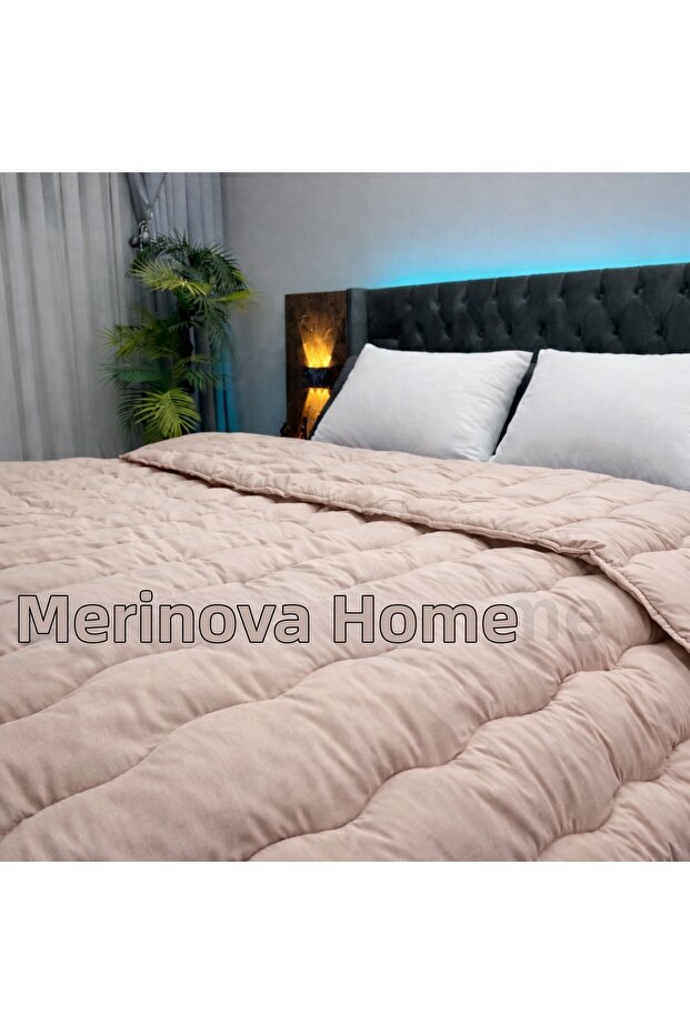 100% Merino Beige Wool Quilt Single Size – Four Seasons, Non-Sweating Natural Wool Filling