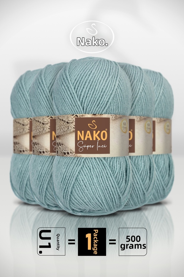 Super Pearl • Mint Green (2524)• 5-Pack × 100 Gr / 260 m • Wool Blend Hand Knitting Yarn • Scarf, Vest, Sweater