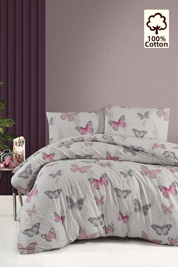 100% Cotton Elery Powder Double Duvet Cover Set