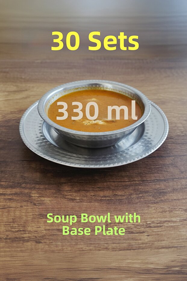 Attractive Hammered Pattern Soup Bowl and Saucer Set, Soup Bowl Set 14cm - 17cm