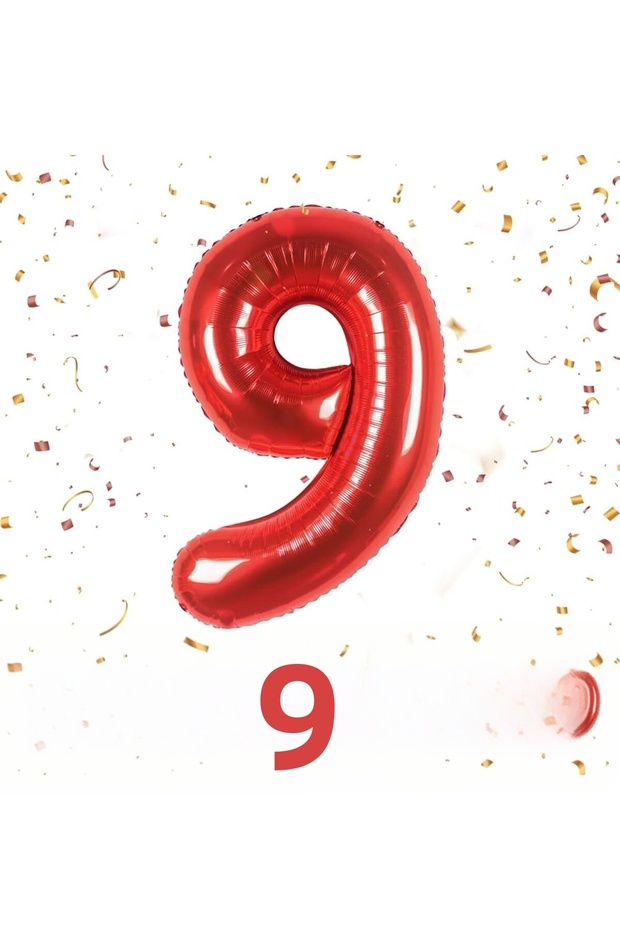 9 Number Red Foil Balloon 40 Inch 90 cm