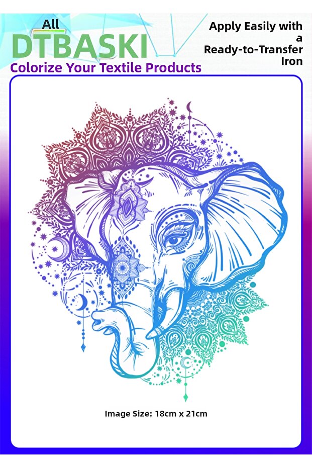 Mandala Patterned Dtf Printed Textile Iron - 1