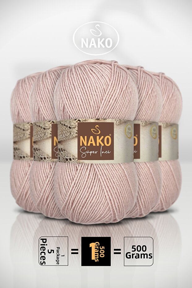 Super Pearl • Rosebud (318) • 5-Pack × 100 Gr / 260 m • Wool Blend Hand Knitting Yarn • Scarf, Vest, Sweater