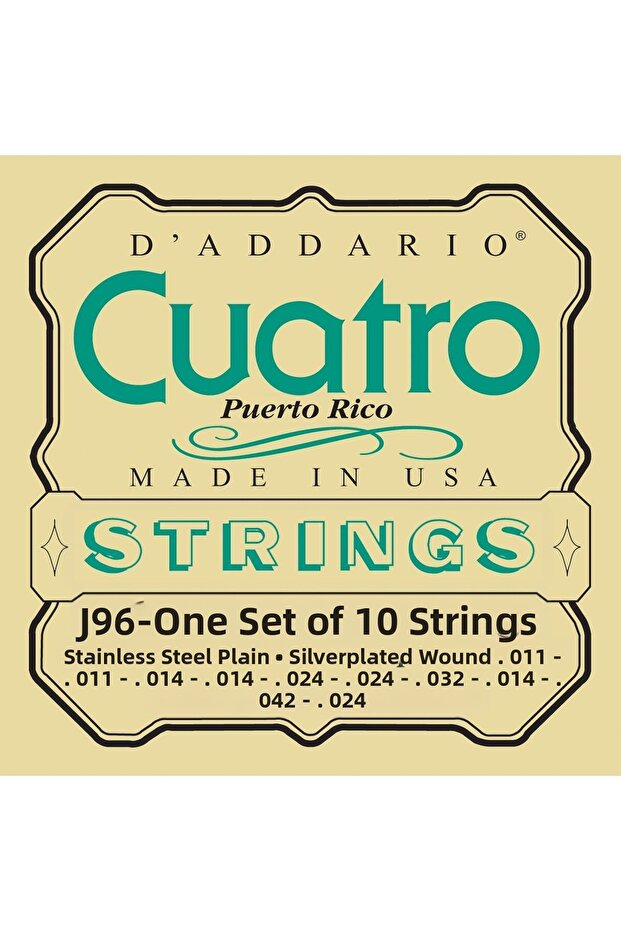 J96 Puerto Rico Cuatro Seti Acoustic Guitar String | Silver/Clear Nylon