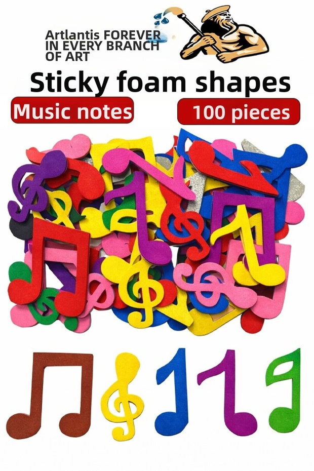Shaped Eva Adhesive Music 100 Pieces 1 Pack Self-Adhesive Eva Sticker Preschool Nursery Kindergarten