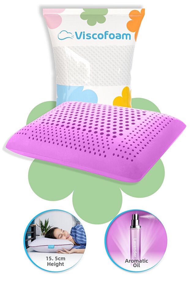 Aroma Therapy Air Channel Orthopedic Pillow Visco Pillow Lavender 60x4016cm