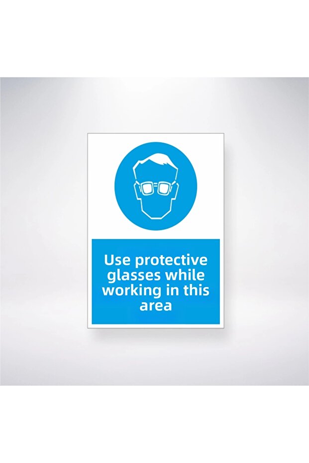 Reysa Working in This Area Use Protective Glasses 21X28Cm Work Safety Sticker