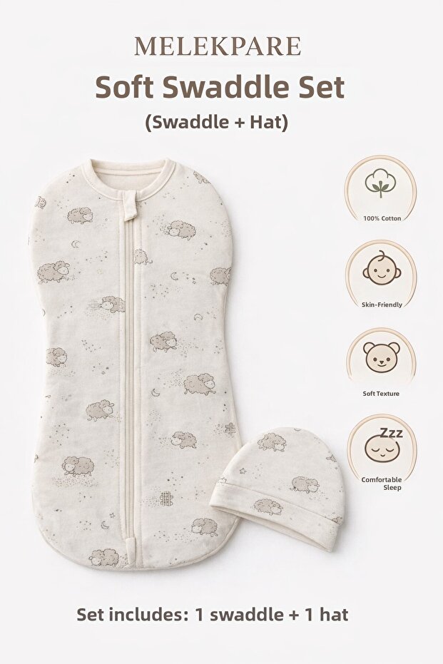 100% Cotton Zippered Baby Swaddle Newborn
