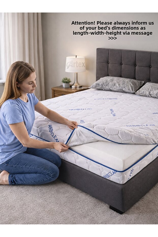 غطاء سرير نانو 100x200، غطاء حماية للسرير، غطاء بسحاب