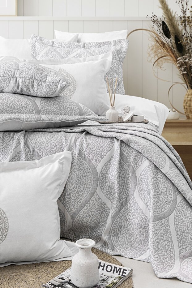 Alison 4 Piece Double Bedspread Set Gray 240 X 260 cm 240 X 260 cm Gray