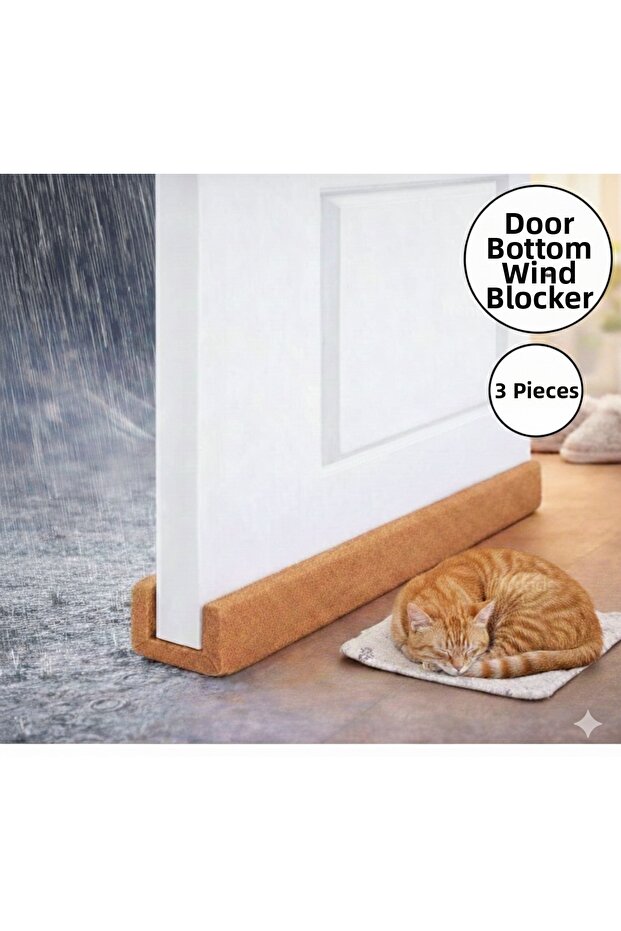 3 Pieces of Under-Door Wind, Cold and Dust Prevention Insulation Sponge Wind Stopper
