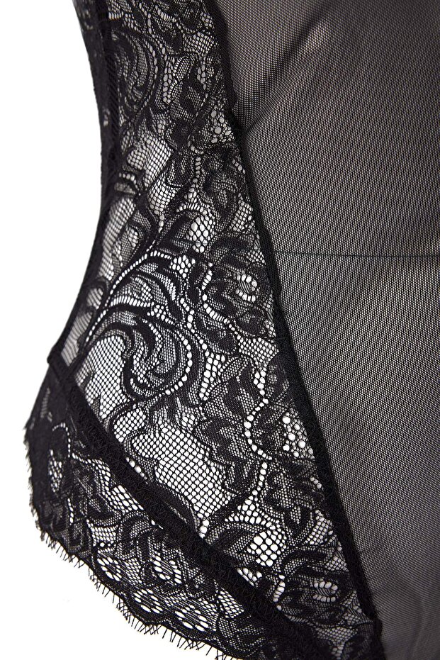 Siyah Dantel/Tül Fitted Body THMSS26BD00009 - 3