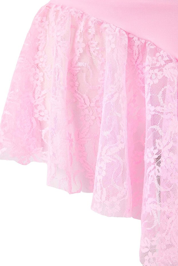 Różowa koronkowa babydoll z guzikami i ramiączkami bez miseczek / fantazyjna koszulka nocna THMAW26LL00003 - 3