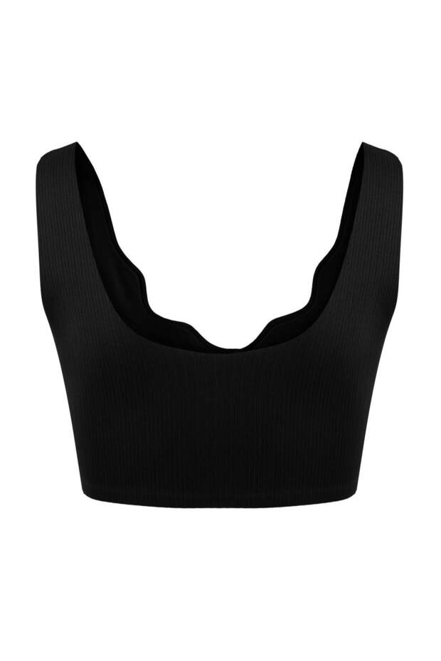Siyah Dikişsiz Lazer Kesim Görünmez/Hayalet Düğme Detaylı Kaplı Bralette Örme Sütyen THMSS26SU00002 - 5