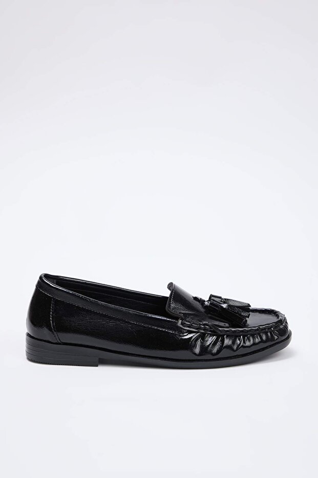 Siyah Püskül Detaylı Kadın Loafer TAKSS26LA00005 - 5