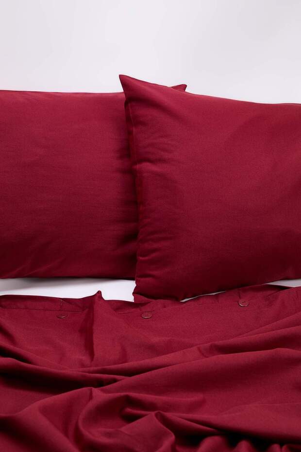Çift Kişilik Bordo Soft Tuşeli Ahşap Düğme Detaylı Nevresim Seti TPHAW26CB00003 - 3