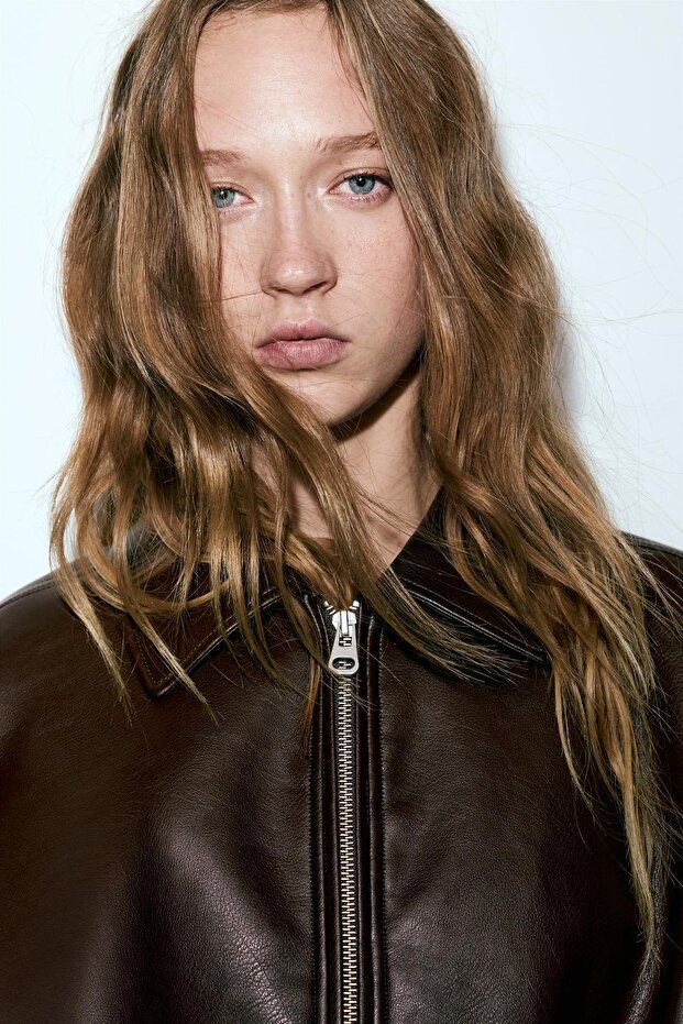 Suni deri bomber ceket - 6