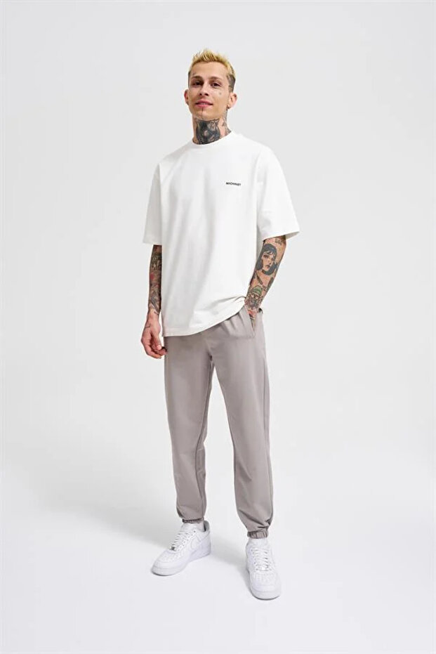 Basic Regular Elasticated Cuff 3-Pocket Jogger Sweatpants Light Gray - 6