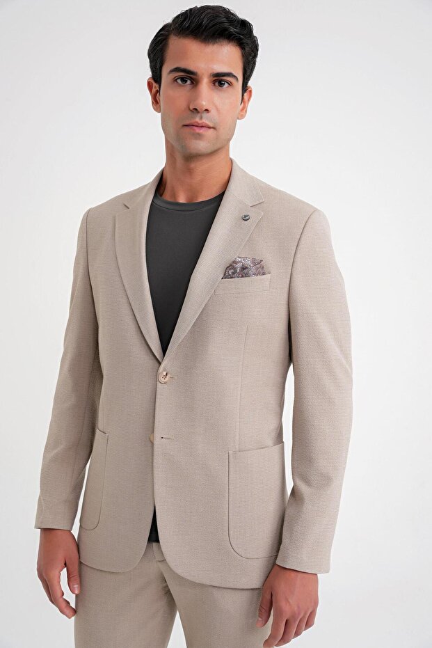 جاكيت رجالي C 698 بقصة عادية BEIGE-1 كاجوال