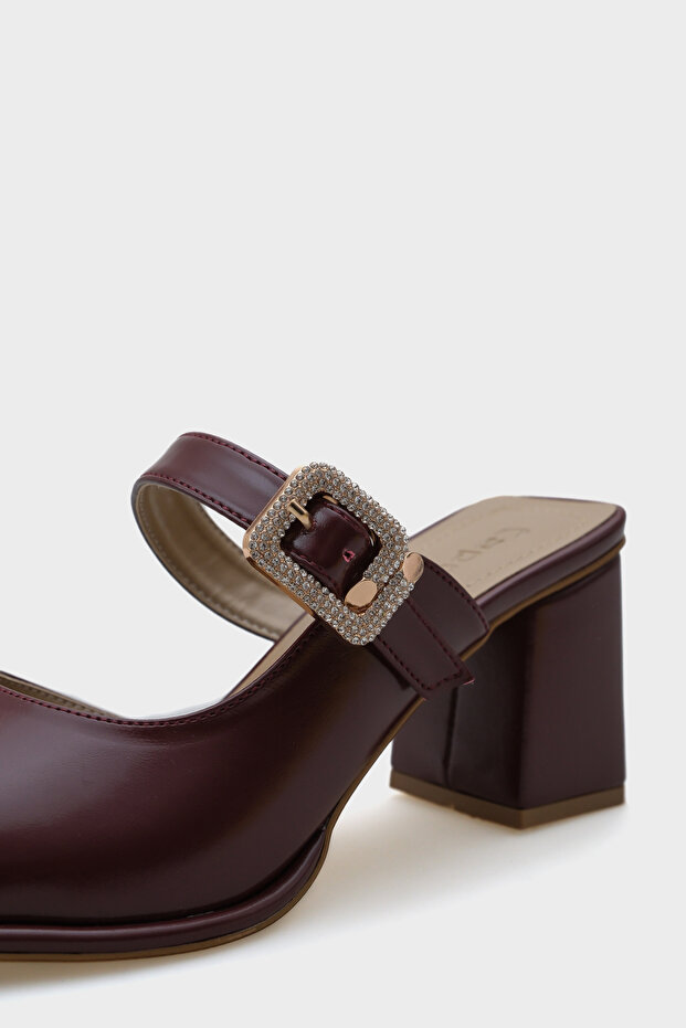 Monika Blunt Toe Medium Heeled Stone Buckle Women's Slippers - 2