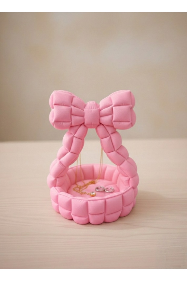 Decorative Jewelry and Accessory Stand with Ribbon 13 X 10 | Stylish and Elegant Desk Organizer