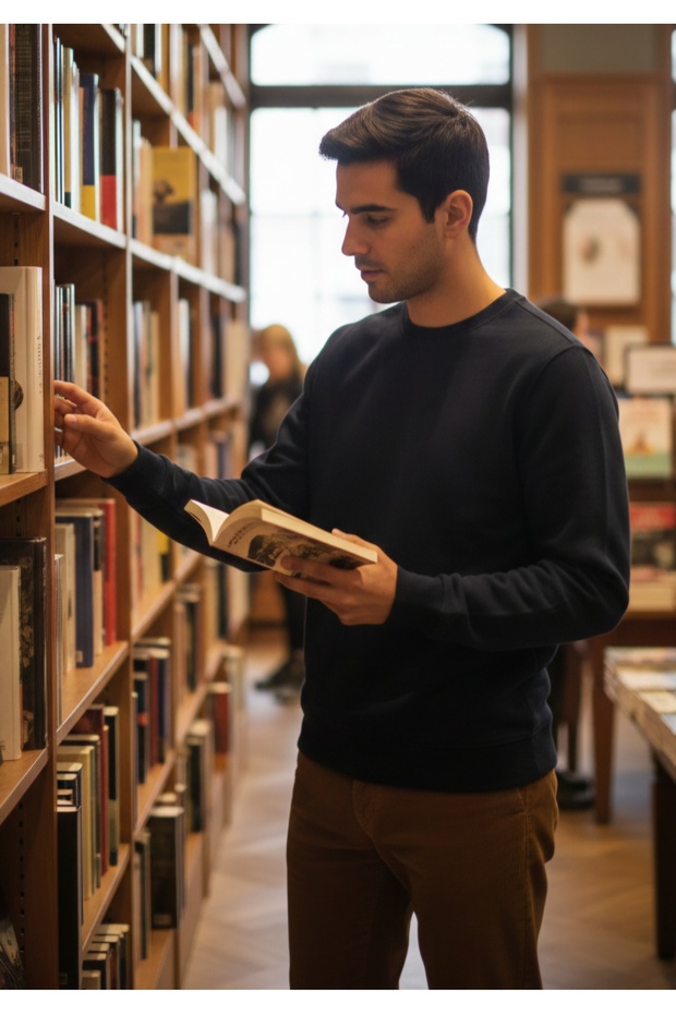 سترة رجالية أساسية بياقة مستديرة ونسيج وافل - 1