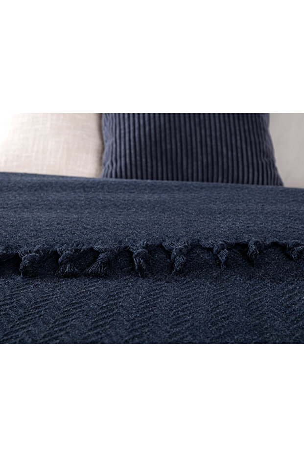 Stephane Navy Blue Double Bedspread - 4
