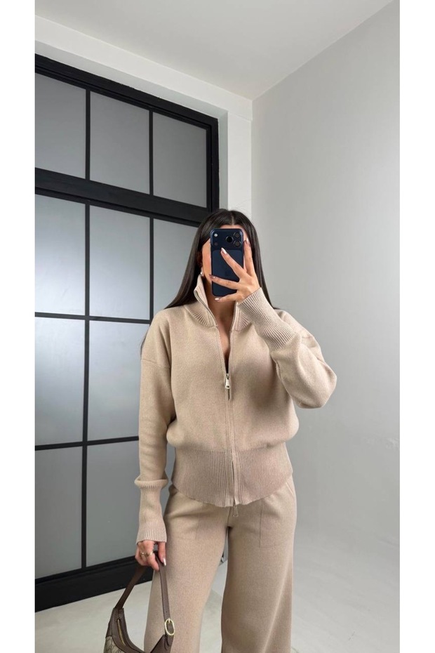 Knitwear double zipper suit